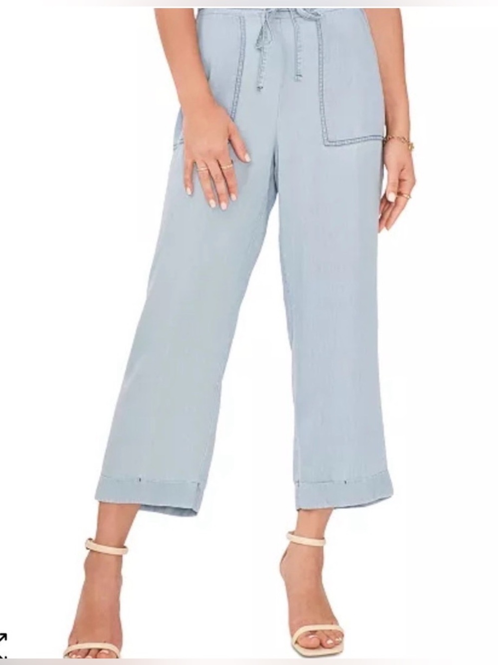 NWT Vince Camuto Women's Cuffed Straight-Leg Pull-On Pants Arctic Surf Size XS